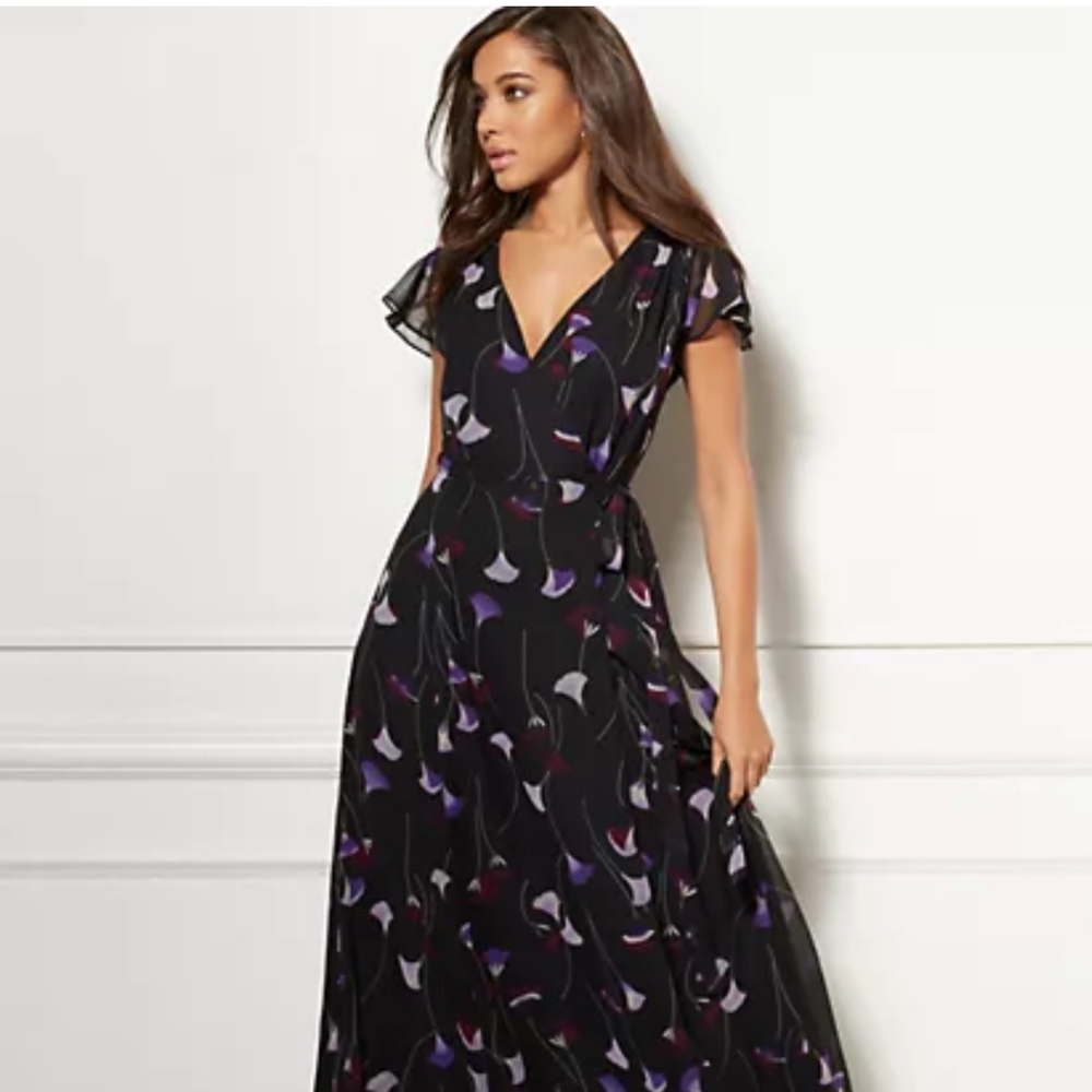 💜 NWT Eva Mendes Allison Maxi Wrap Dress 💜